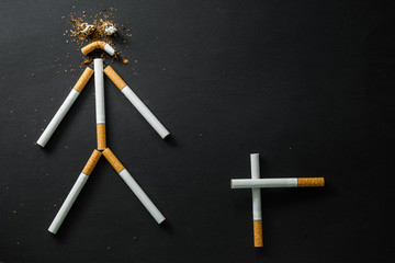 Cigarette on a dark background. quit Smoking