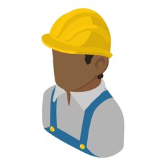 Builder engineer african american icon, isometric 3d style
