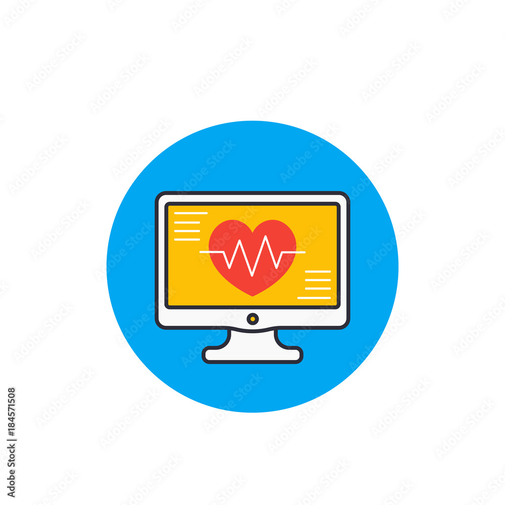 Sticker ecg, electrocardiography, heart diagnostic icon