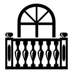 Panoramic balcony icon, simple style