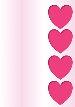 Four Hearts on Gradient Pink Background