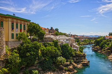 Fototapeta premium Widok historycznego miasta Mostar, Bośnia i Hercegowina