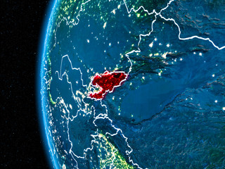 Kyrgyzstan on Earth at night