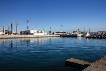 Tanger sea front, port in Morocco