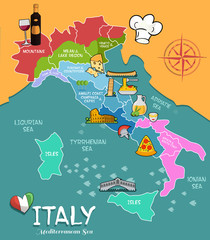 italy cool map design flat illustration