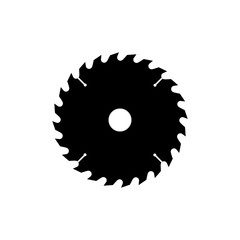 Circular saw blade icon. Black, minimalist icon isolated on white background. Saw blade simple silhouette. Web site page and mobile app design vector element.