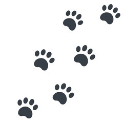 Fototapeta na wymiar paw footprints on white vector illustration
