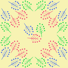 Twigs, ellipses pattern. Hand drawn.