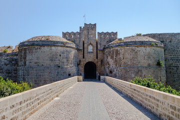Fototapeta na wymiar Entrance to Medieval castle in Rhodes Old Town