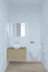3d rendering of white bathroom interior