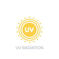Naklejka premium UV radiation vector icon on white