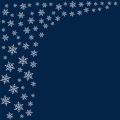 frame of snowflakes. Christmas background. To design posters, postcards, greeting, invitation for the new year.