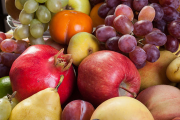 Set of fresh fruit for the health closeup.