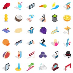 Vacation icons set, isometric style