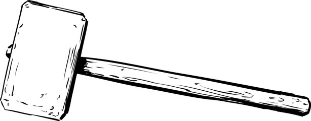 Outline of large sledge hammer over white