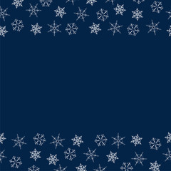 frame of snowflakes. Christmas background. To design posters, postcards, greeting, invitation for the new year.