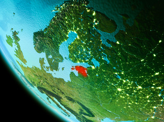 Estonia in red in the evening