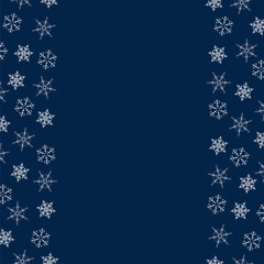 frame of snowflakes. Christmas background. To design posters, postcards, greeting, invitation for the new year.