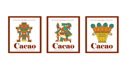 Aztec cacao pattern for chocolate package design. Vector illustration.