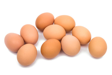 chicken eggs on a white isolated background
