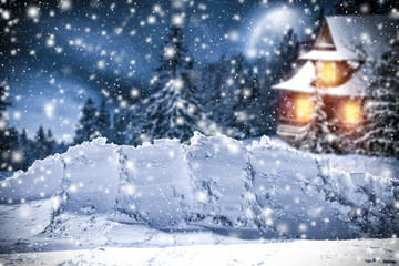 christmas background of snow and frost 
