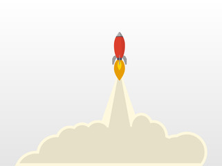 Space rocket launch. Business concept startup flat style. Vector illustration.