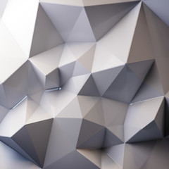 Fototapeta premium Abstract white Low Triangular polygon shapes, triangles mosaic, poly design, creative background. 3d rendering