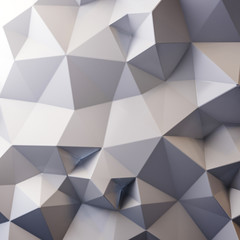 Plakat Abstract white Low Triangular polygon shapes, triangles mosaic, poly design, creative background. 3d rendering