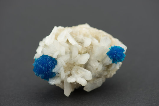 Cavansite on Stilbite mineral crystals from Poona, India