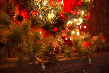 Festive Christmas Wreath Over a Fireplace