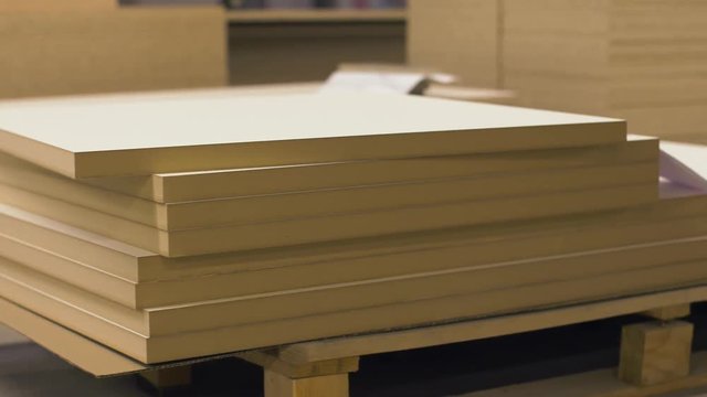 fibreboards storing at furniture factory
