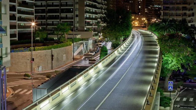 Monaco city town Monte Carlo night time-lapse