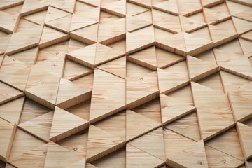Wood triangular Abstract polygonal background from wooden, 3d render
