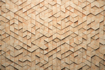 Fototapety  Wood triangular Abstract polygonal background from wooden, 3d render