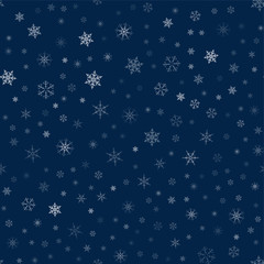 Christmas seamless pattern from snowflakes. New year festive texture for design postcards, invitations, greetings, and clothing.