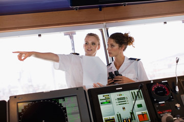 Two female sailors on ship