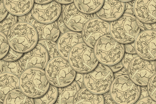 Abstract seamless pattern background. Australian one dollar coins