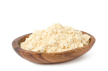 Sojamehl, Holzschale rustikal