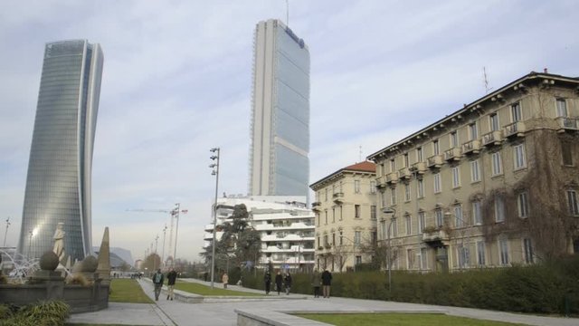 Italy - Milan dicember 13,2017 - City life complex - Isozaki and Hadid tower - The new commercial and residential area - Shopping district, skyscrepers and skyline