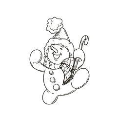 Happy cute cartoon snowman