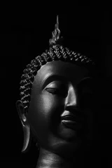 Crédence de cuisine en verre imprimé Bouddha visage de statue de bouddha - monochrome