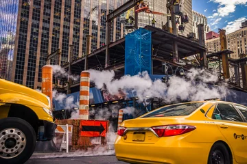 Papier Peint photo Lavable TAXI de new york taxi New York chantier