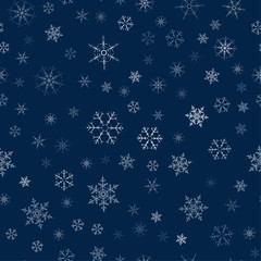 Christmas seamless pattern from snowflakes. New year festive texture for design postcards, invitations, greetings, and clothing.