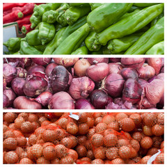 composition légumes frais au marché