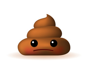 Cute Confused Poo Emoticon on White Background. Isolated Vector Illustration 