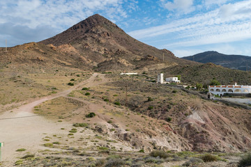 Triangle mountain at seaside in Almeria, Spain