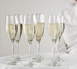 Close up of champagne in flutes
