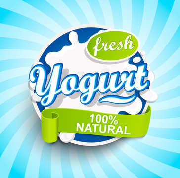 Fresh and Natural Yogurt label splash.