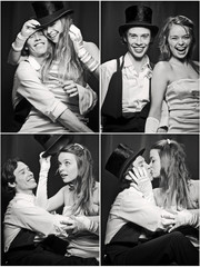 Photo booth picture of newlywed couple