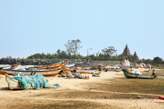 Fischkutter am Mahabalipuram-Strand